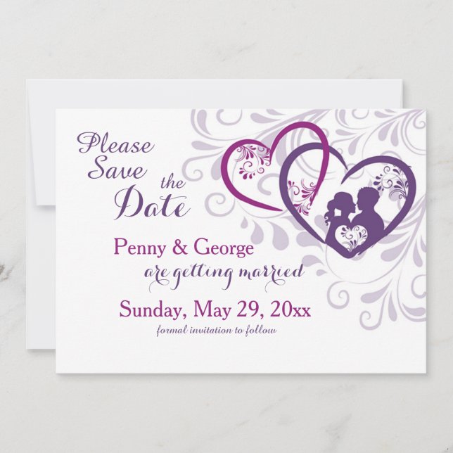 Älsklingspara datum meddelande inbjudningar (Framsida)