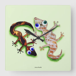 Älskvärd Gecko Fyrkantig Klocka