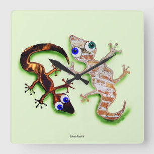 Älskvärd Gecko Fyrkantig Klocka