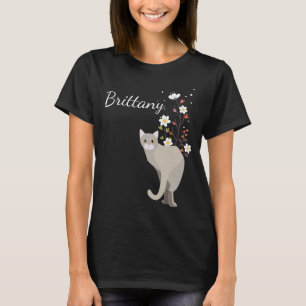 Älskvärd grå katt i blommakvinna skjortor för  t-shirt