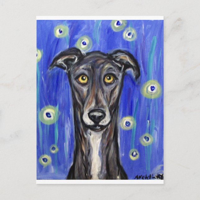 Älskvärd Greyhound-porträtt Vykort (Framsida)