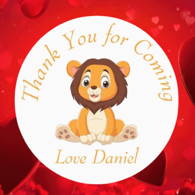 älskvärd guld lejon födelsedag tack sticker (adorable golden lion birthday thank you sticker)