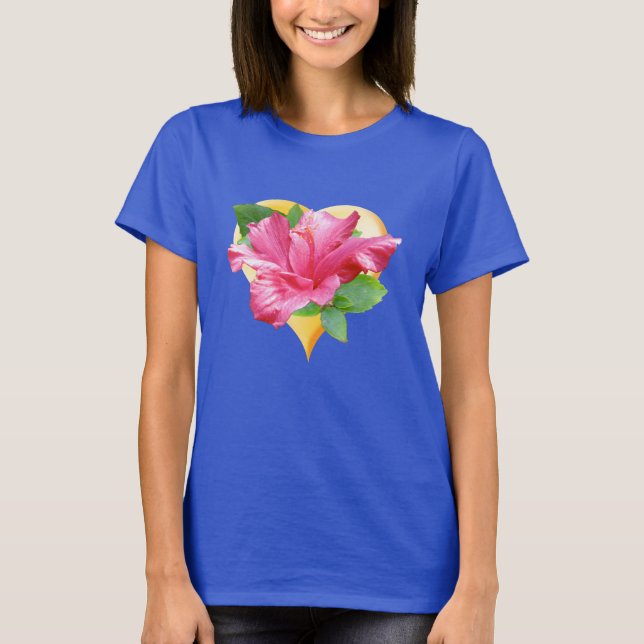 Älskvärd hibiskushjärtaT-tröja T-shirt (Framsida)