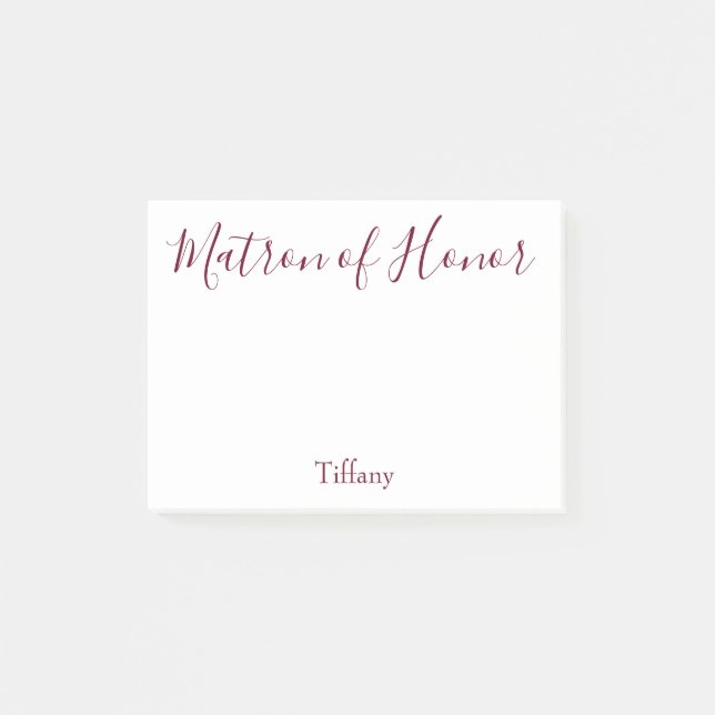 Älskvärd Matron av hedervit och Burgundy Post-it Block (Framsida)