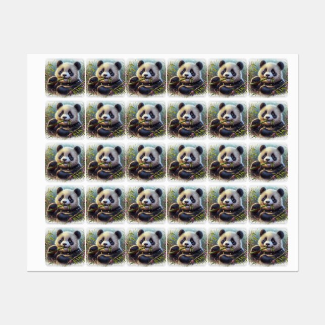 Älskvärd Panda Björn Äter Bambu Klistermärke (Ark)