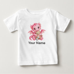 Älskvärd Personlig Rosa Baby Drak Teddy T Shirt