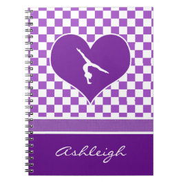 Älskvärd purpurfärgad rutig gymnastik med anteckningsbok