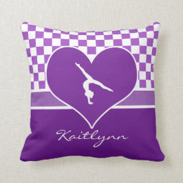 Älskvärd purpurfärgad rutig gymnastik med kudde