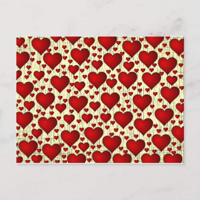 Älskvärd röd valentinhjärtinfarkt helg vykort (Framsida)