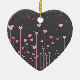 Älskvärd rosa hjärtavalentin prydnad för dag julgransprydnad keramik
