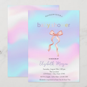 Älskvärd Rosa Slinga Holografisk Baby Shower Inbjudningar