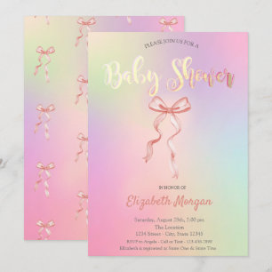 Älskvärd Rosa Slinga Holografisk Baby Shower Inbjudningar