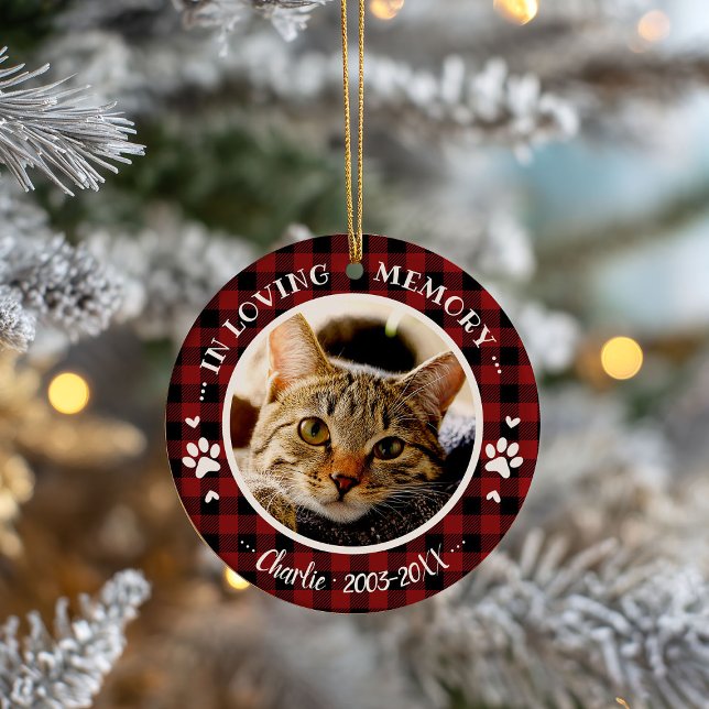 Älskvärd Rustik Katt Djur Minnes Anpassad Foto Julgransprydnad Keramik (Skapare uppladdad)