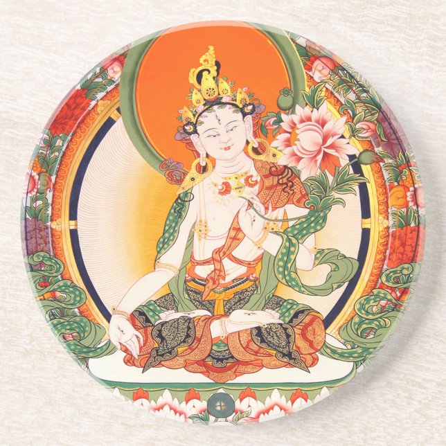 Älskvärd tibetan buddistisk konst underlägg sandsten (Framsidan)