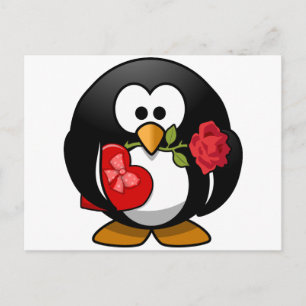 Älskvärd valentinpingvin helg vykort