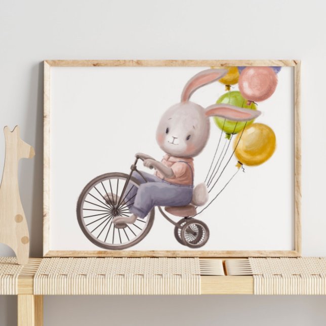 Älskvärda akvarell kaninballonger | Väggtryck Poster (Skapare uppladdad)