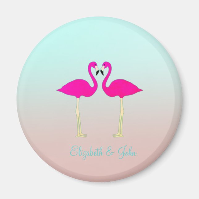 Älskvärda Rosa Flamingos I Kärlek-Personlig Magnet (Framsidan)