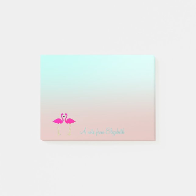 Älskvärda Rosa Flamingos I Kärlek-Personlig Post-it Block (Framsida)