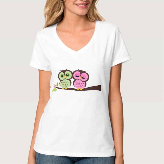 Älskvärda ugglor tee shirt (Framsida)