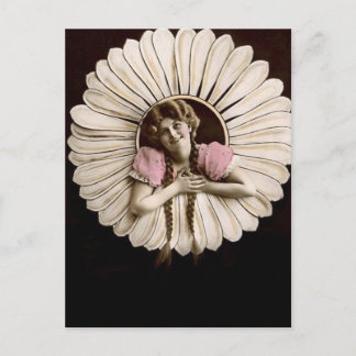 Älskvärda vintageblommakvinnor vykort