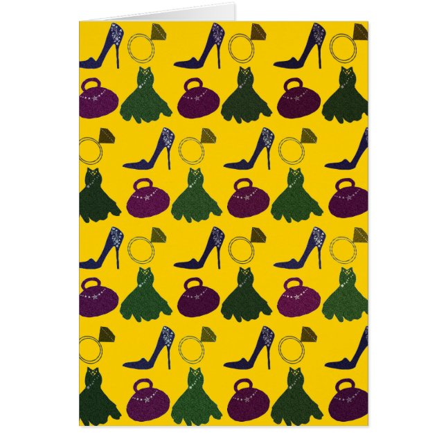 Älskvärt flickaktigt dräktmönster hälsningskort (Framsidan)