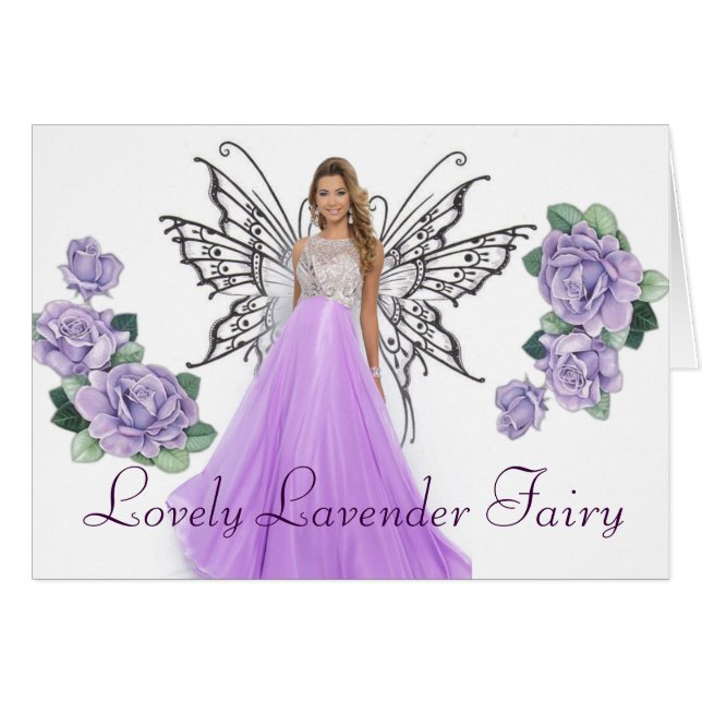 Älskvärt Lavenderfairy kort (Framsidan Horizontal)