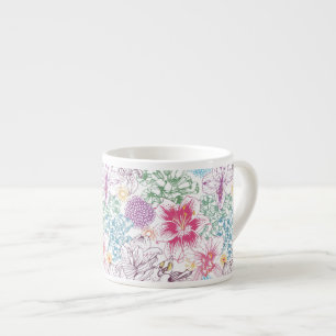 Älskvärt mönster med färgrika blommor espressomugg