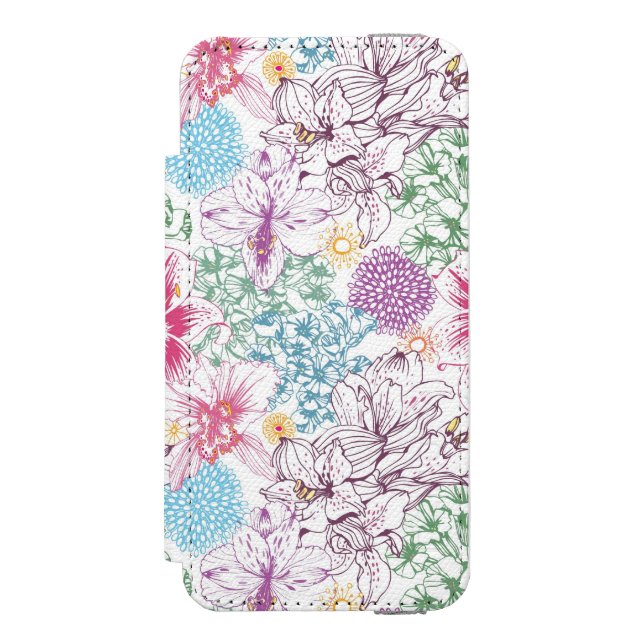 Älskvärt mönster med färgrika blommor incipio iPhone wallet skal (Folio Framsidan)