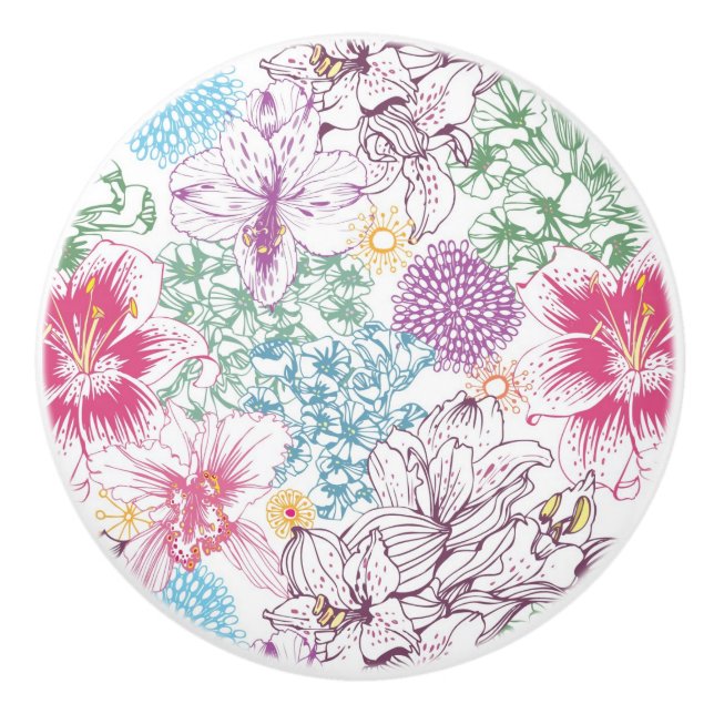 Älskvärt mönster med färgrika blommor knopp (Framsidan)