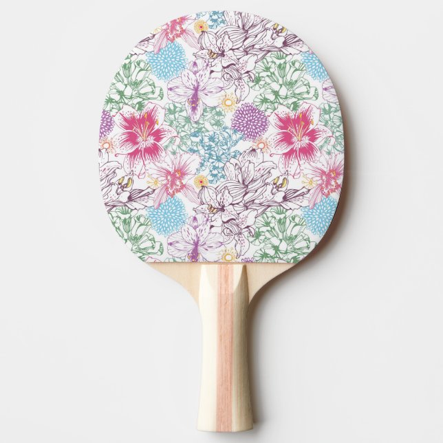 Älskvärt mönster med färgrika blommor pingisracket (Framsidan)