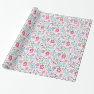 Älskvärt mönster med färgrika blommor presentpapper