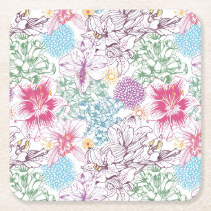 Älskvärt mönster med färgrika blommor underlägg papper kvadrat