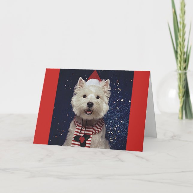 Älskvärt Westie Jul-Themed kort (Framsida)
