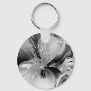 Alstroemeria Peruvian Lily Flower in Black & White Nyckelring