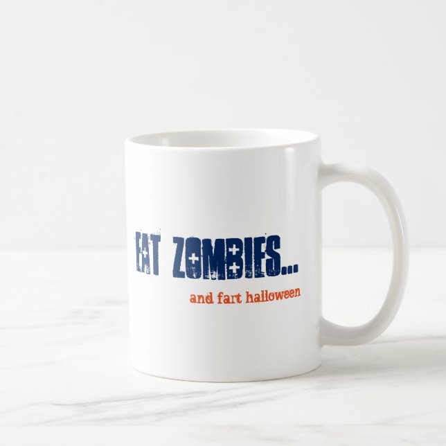 Alt Eat Zombies och Fart Halloween Emo Goth Blue Kaffemugg (Höger)