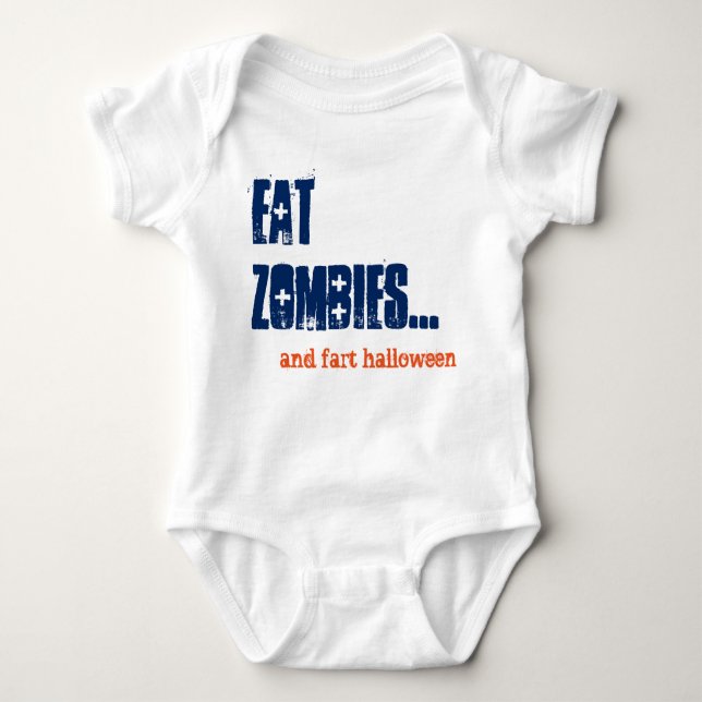 Alt Funny Baby Eat Zombies Halloween Baby Grow T-shirt (Framsida)