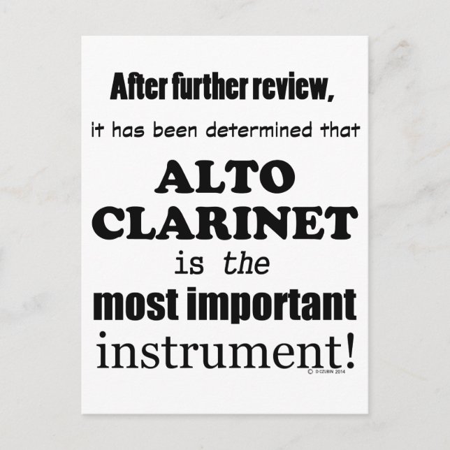 Alt-Klarinett Viktigaste Instrumentet Vykort (Framsida)