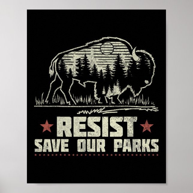 Alt US National Park ResistService Bison Buffalo Poster (Framsidan)