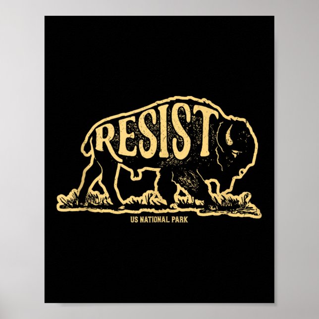 Alt US National Park ResistService Bison Buffalo Poster (Framsidan)