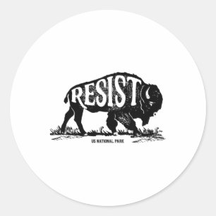Alt US National Park ResistService T Shirt Bison Runt Klistermärke