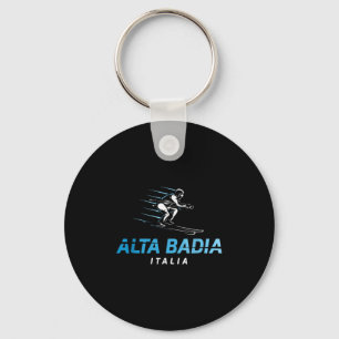 Alta Badia Italien Ski Resort Retro Skiing Nyckelring