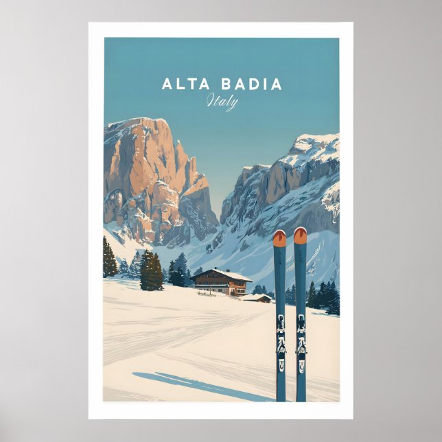 Alta Badia Italien Skidortstryck - Dolomiterna Poster (Framsidan)