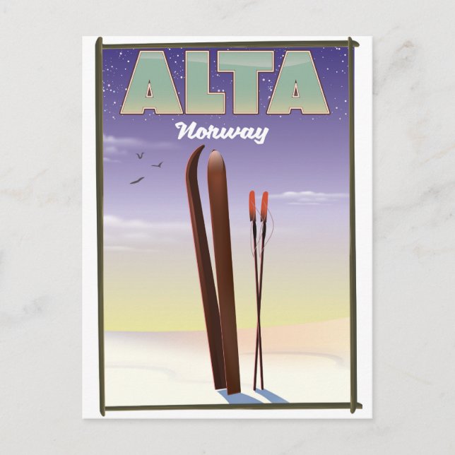 ALTA Norge skidresor affisch Vykort (Framsida)