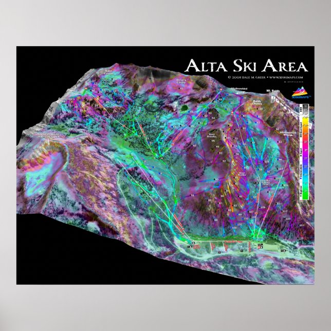Alta Ski Area 3dSkiMaps Poster (Framsidan)