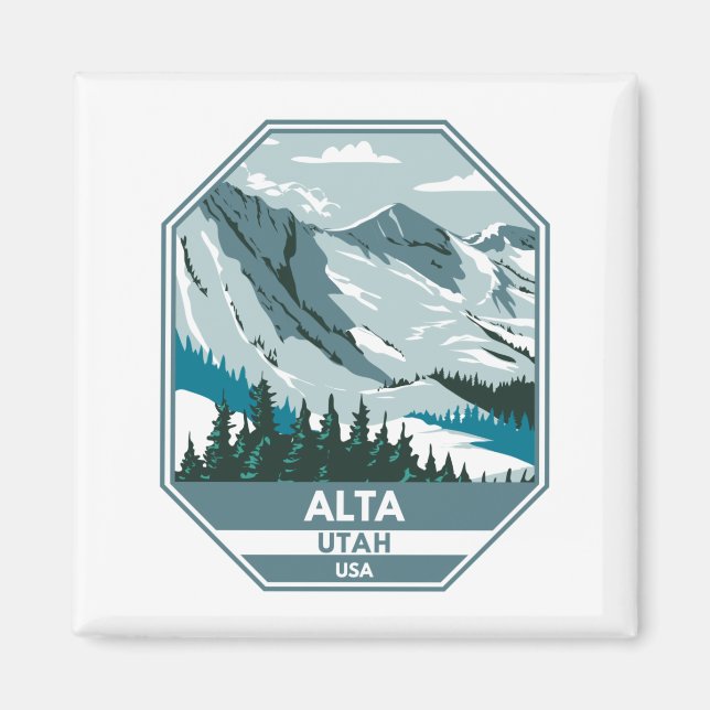 Alta Ski Area Winter Utah Magnet (Framsidan)