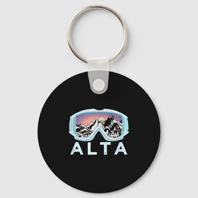 Alta Ski Design _ Alta, men Skiing Snö Gift Nyckelring (Framsida)
