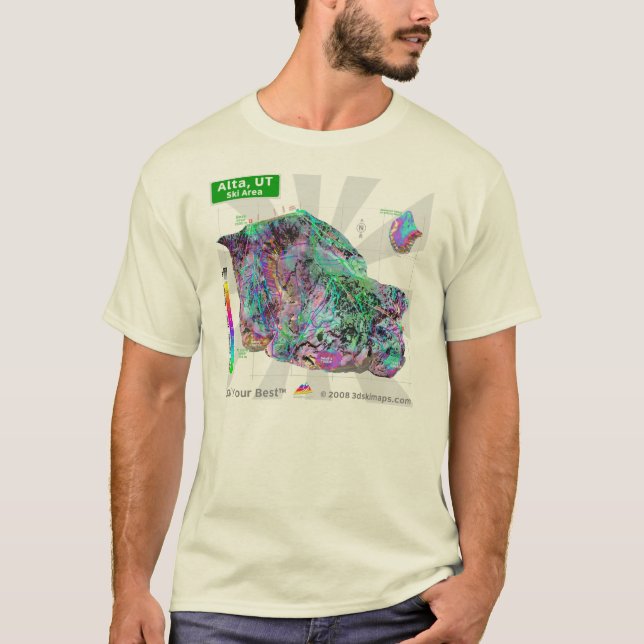 Alta skidar T-tröja för område 3dSkiMaps T Shirt (Framsida)