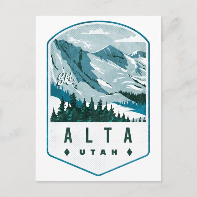Alta Utah Ski Badge Vykort (Framsida)