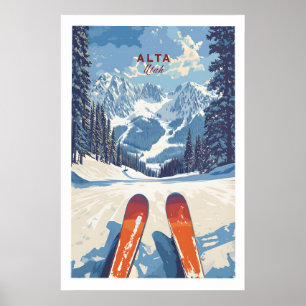 Alta Utah skidbild från backarna - Panorama Poster