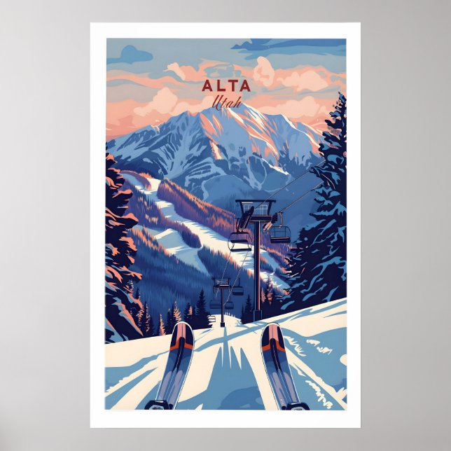 Alta Utah Skidlift Bergutsikt Affisch - Dramatisk (Framsidan)